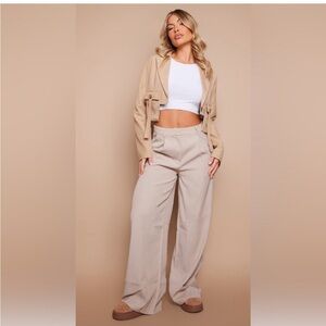 Stone Premium Pleat Front Straight Leg Tailored Pants
